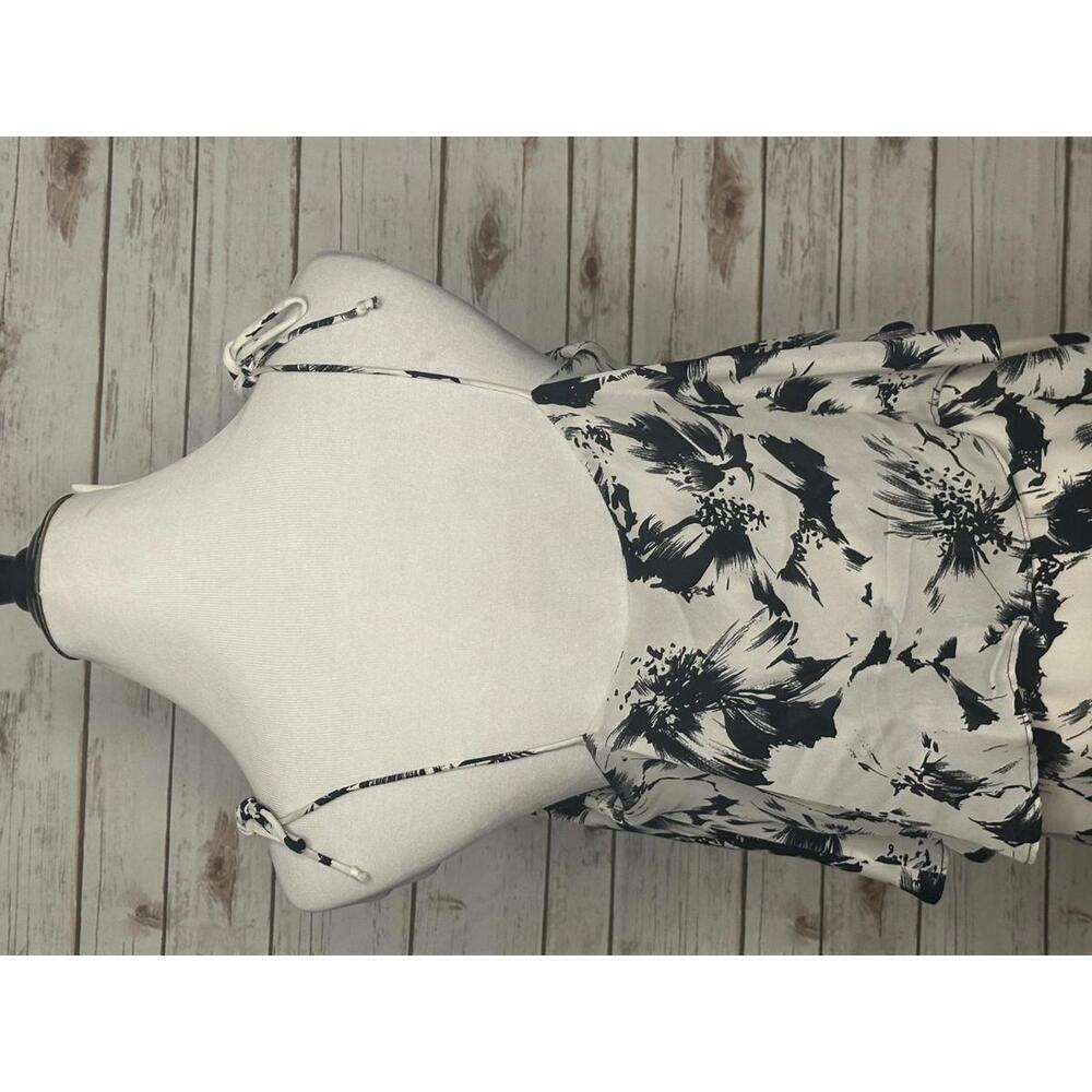 Parker black/cream monochromatic floral romantic silk mini dress Size Small - Picture 5 of 7